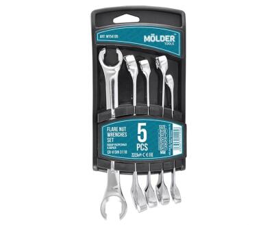 Набір ключів розрізних MOLDER, CR-V, 5шт. 8х10-15х17 мм, 8х10-9х11-10х12-13х14-15х17, хромово-ванадієва сталь, нікель-хромоване покриття, DIN 3118
