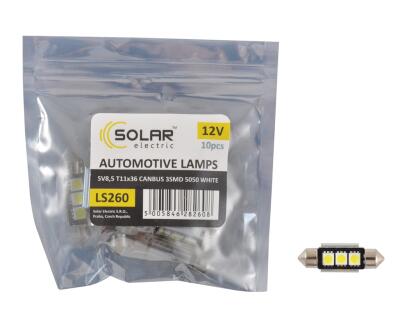 LED 12V SV8.5 T11*36mm Canbus 5050 3SMD, white (10 шт.) Поліетилен уп.
