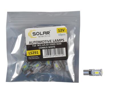 LED 12V T10 W2.1x9.5d 5SMD 5630 Canbus white 5 leds 10шт. Поліетилен уп
