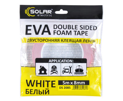 SOLAR Стрічка клеюча двостороння, EVA, біла, 8ммx5м