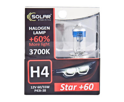 Solar H4 12V 60/55W P43t-38 Starlight + 60%, SET (10/100шт.)