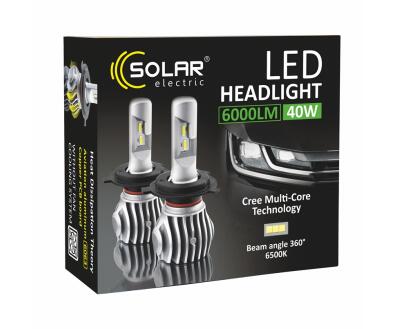SOLAR LED H4 12/24V 6500K 6000Lm 40W Cree Chip 1860 (50шт.)
