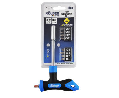 MOLDER Викрутка Т-подібна з комплектом насадок Molder, 9 шт