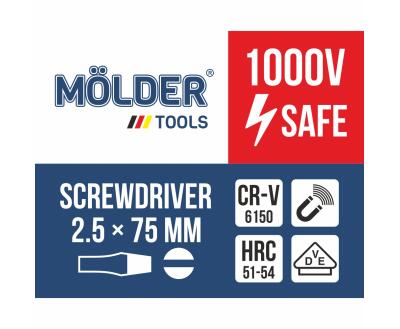 MOLDER Викрутка шліцева, SL3x75mm (12шт/уп)