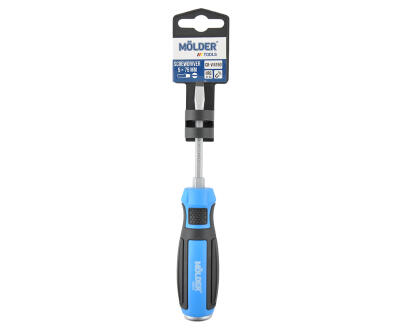 MOLDER Викрутка шліцева, ударна з шестигранною опорою, SL5x75mm (12шт/уп)