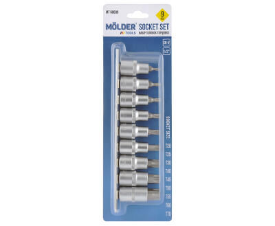 MOLDER Набір TORX на планці Molder, 1/2", CR-V, 9 шт. (5шт/уп)
